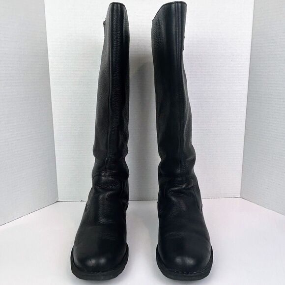 Born Riding Boots Leather Knee High Black Classic Equestrian Side Zip Booties 11 - Picture 3 of 12